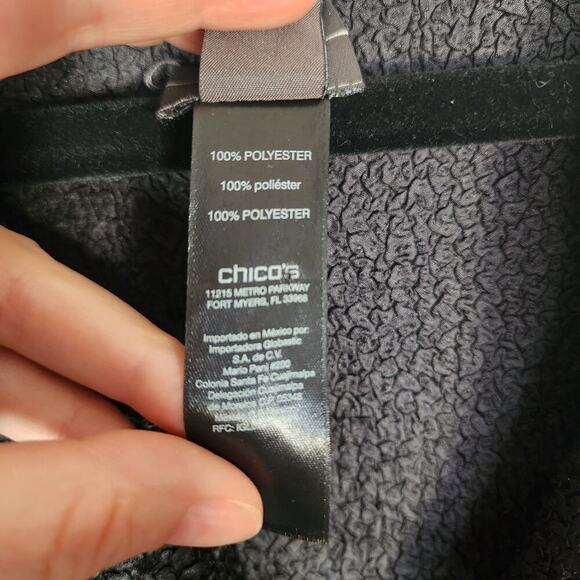 Chico's Travelers Collection 2 (L 12/14) Patched Crushed Duster Button Red Black - Picture 6 of 9